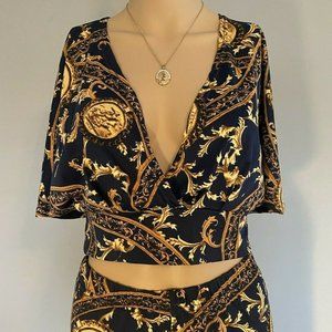 Two Piece Crop Top Set Size Medium